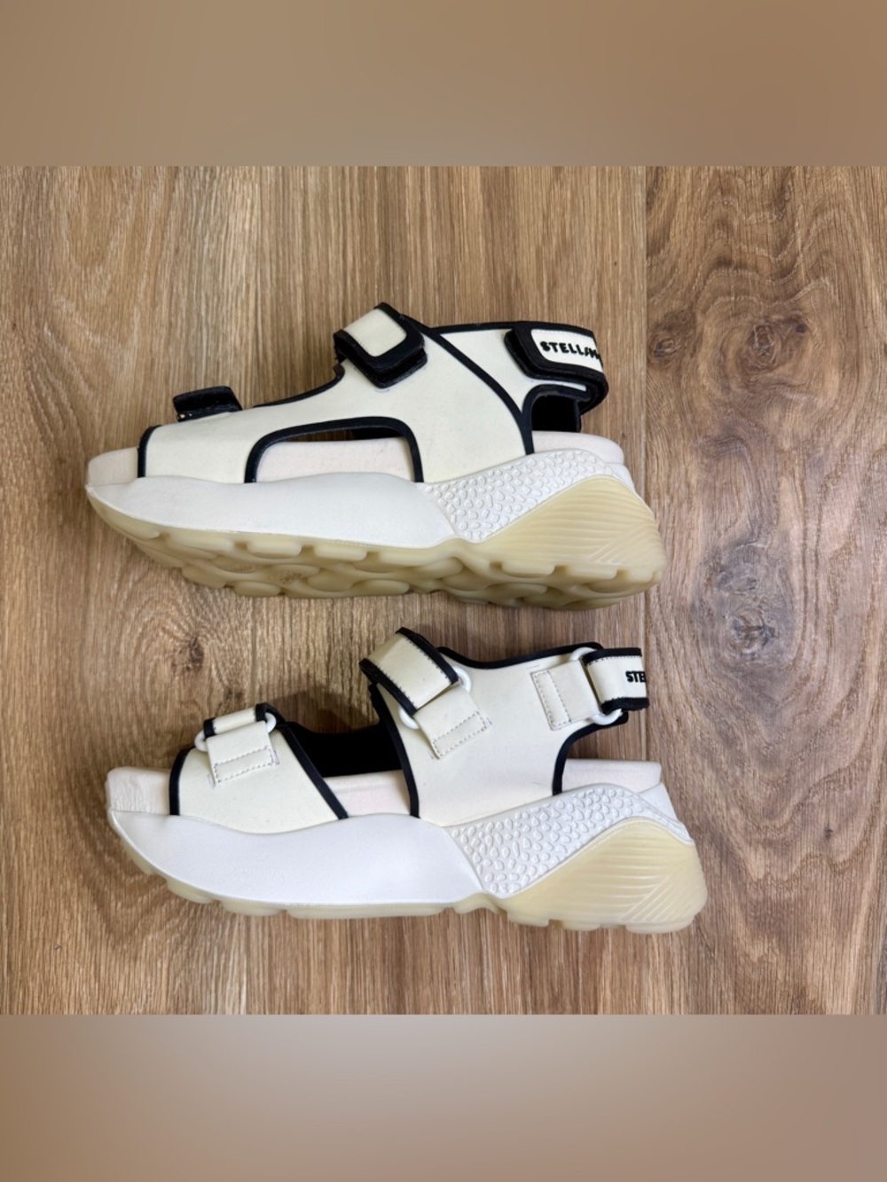 Stella McCartney Logo Strap Platform Sandals White Black Size 38 NWOB - Picture 4 of 10